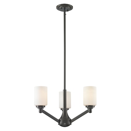 Z-Lite Montego 3 Light Chandelier, Coppery Bronze & Matte Opal 411-3